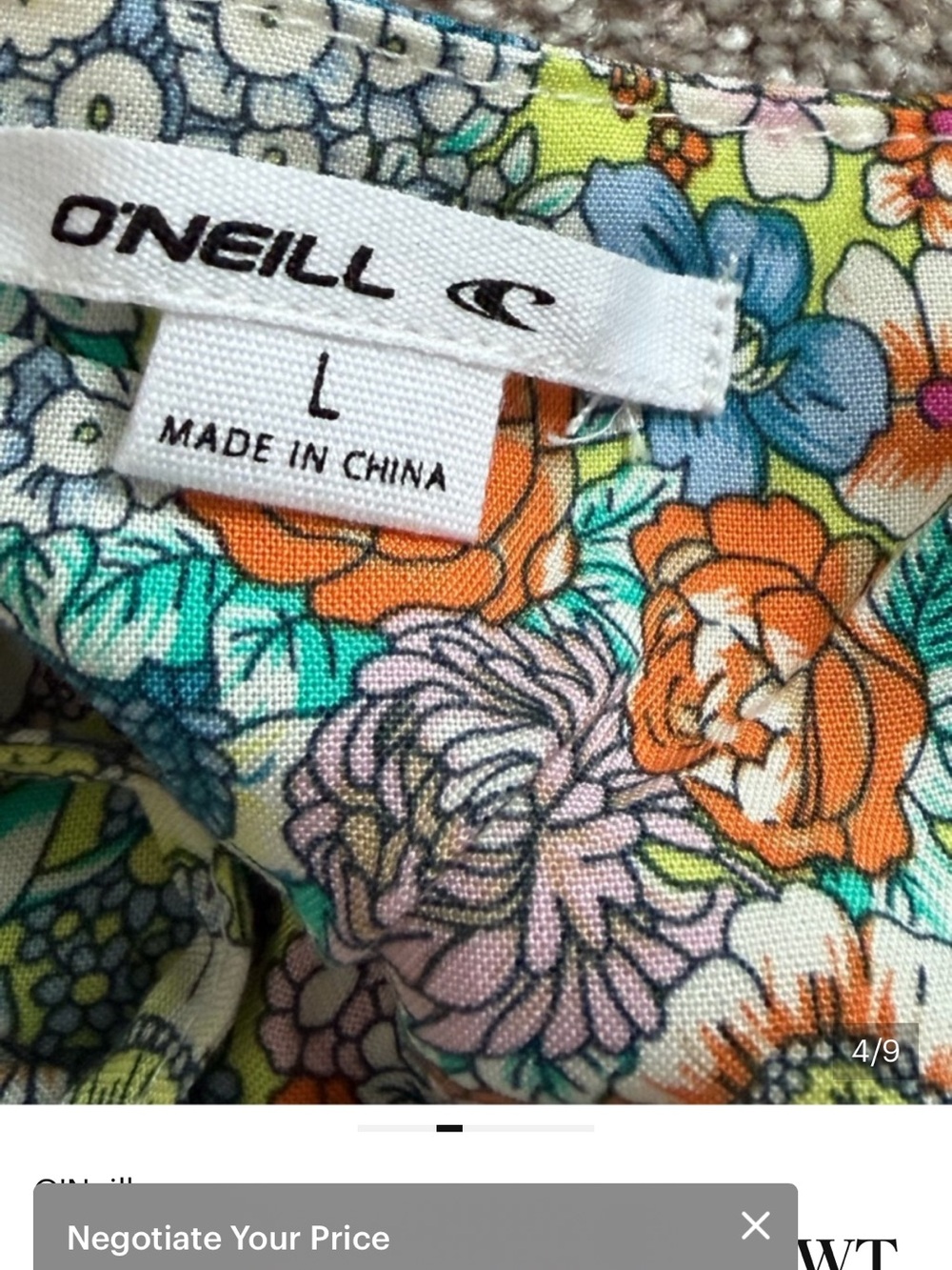O'Neill Floral Slip Maxi Dress in Teal, Orange & White - Picture 9 of 9